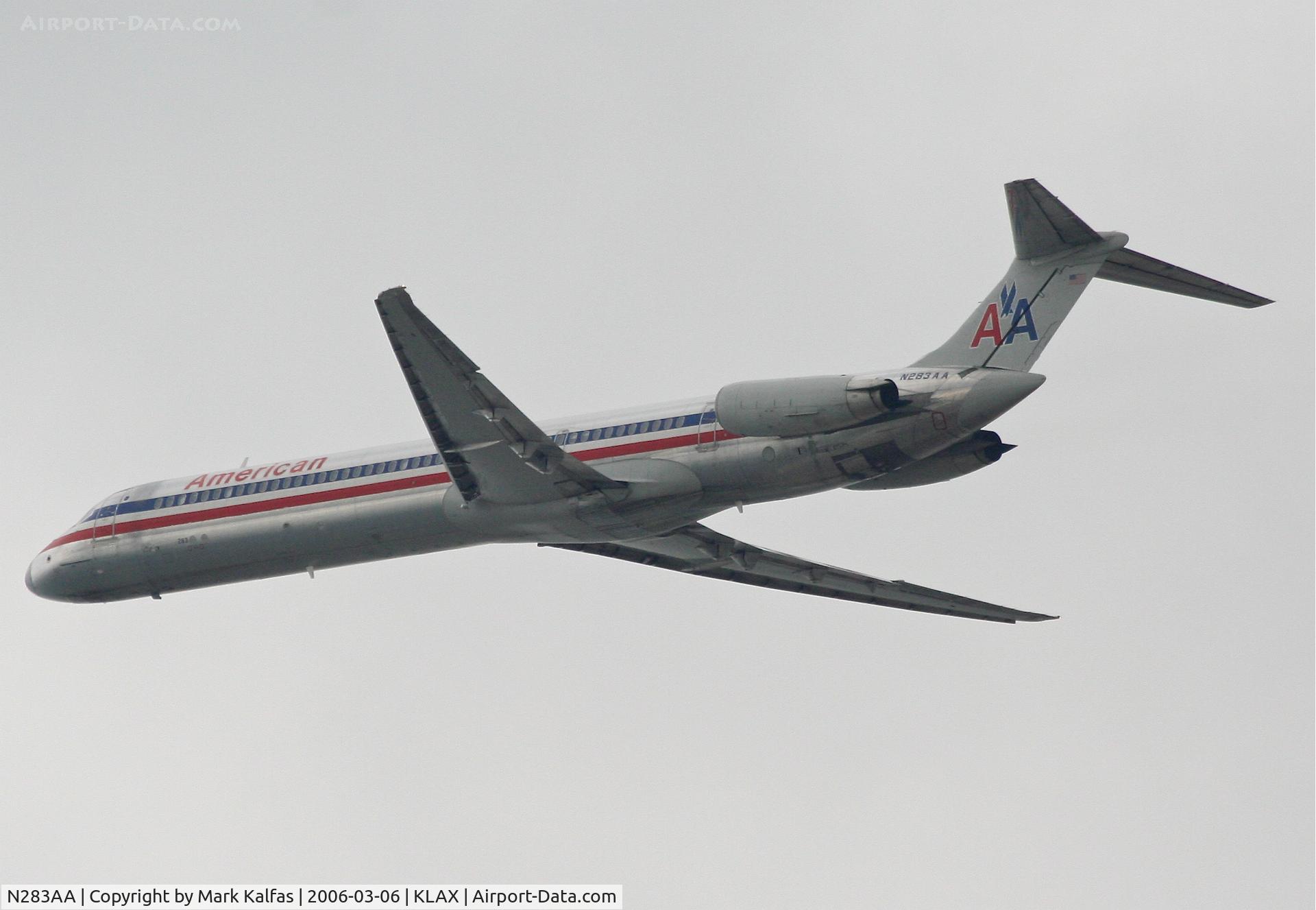 N283AA, 1985 McDonnell Douglas MD-82 (DC-9-82) C/N 49296, American Airlines MD-82, 25R departure KLAX.