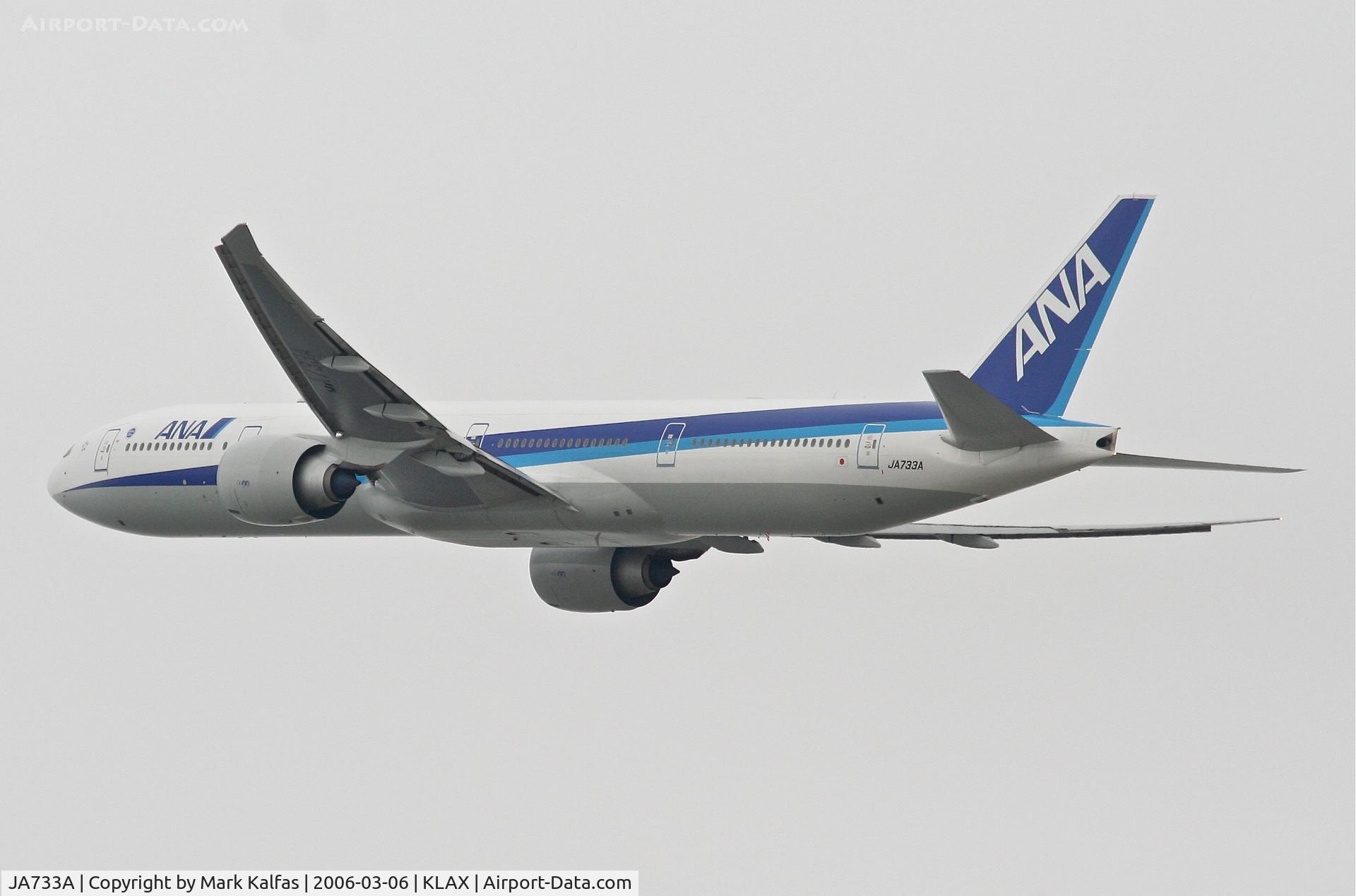 JA733A, 2005 Boeing 777-381/ER C/N 32648, ANA Boeing 777-381 (ER), 25R departure KLAX.
