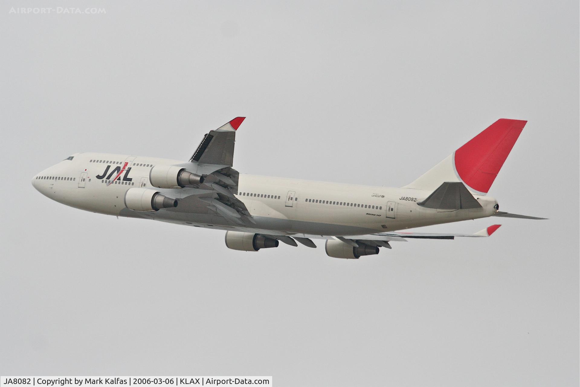 JA8082, 1991 Boeing 747-446 C/N 25212, JAL Boeing 747-446, 25R departure KLAX.