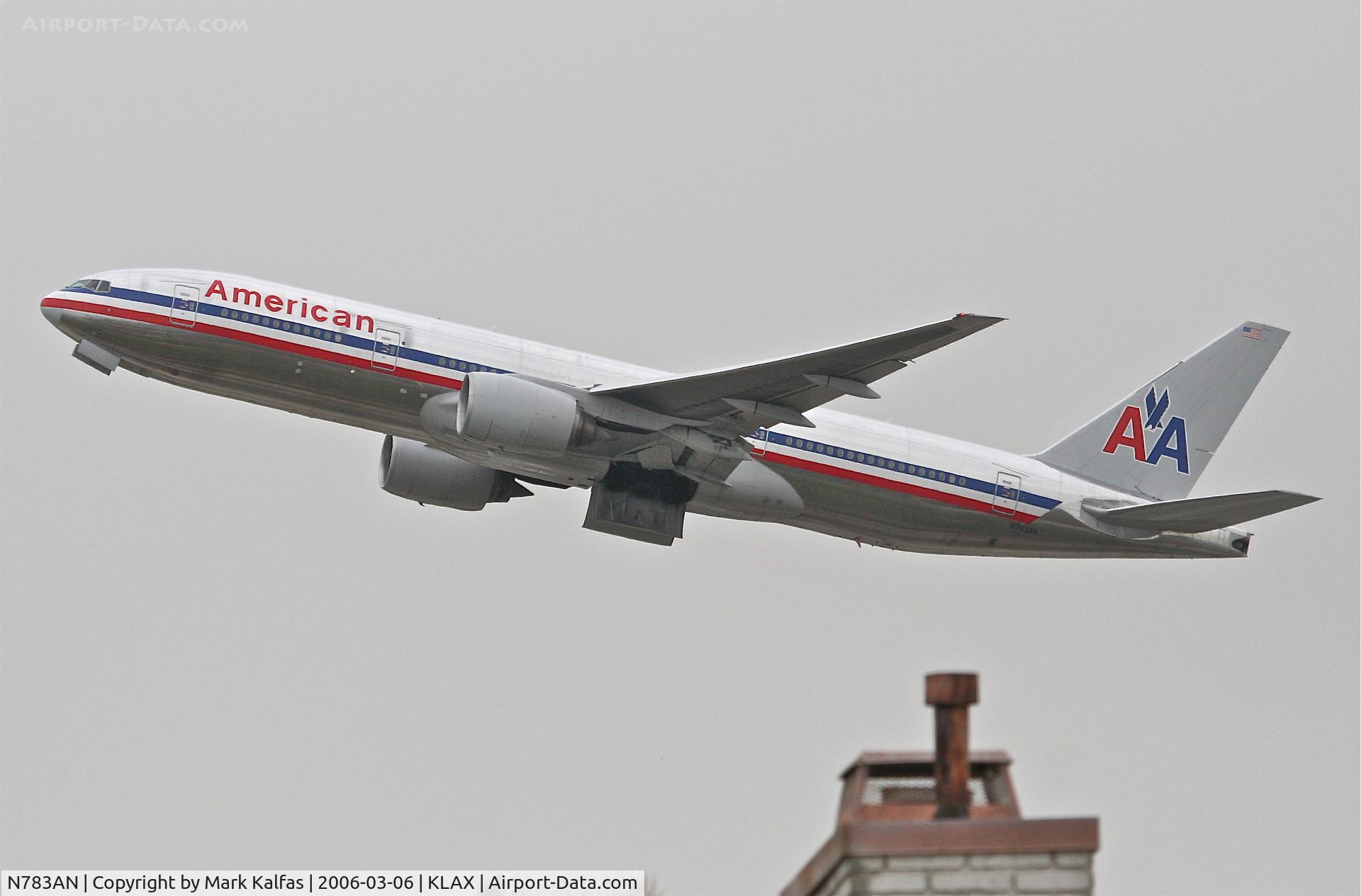 N783AN, 2000 Boeing 777-223 C/N 30004, American Airlines Boeing 777-223, 25R departure KLAX.