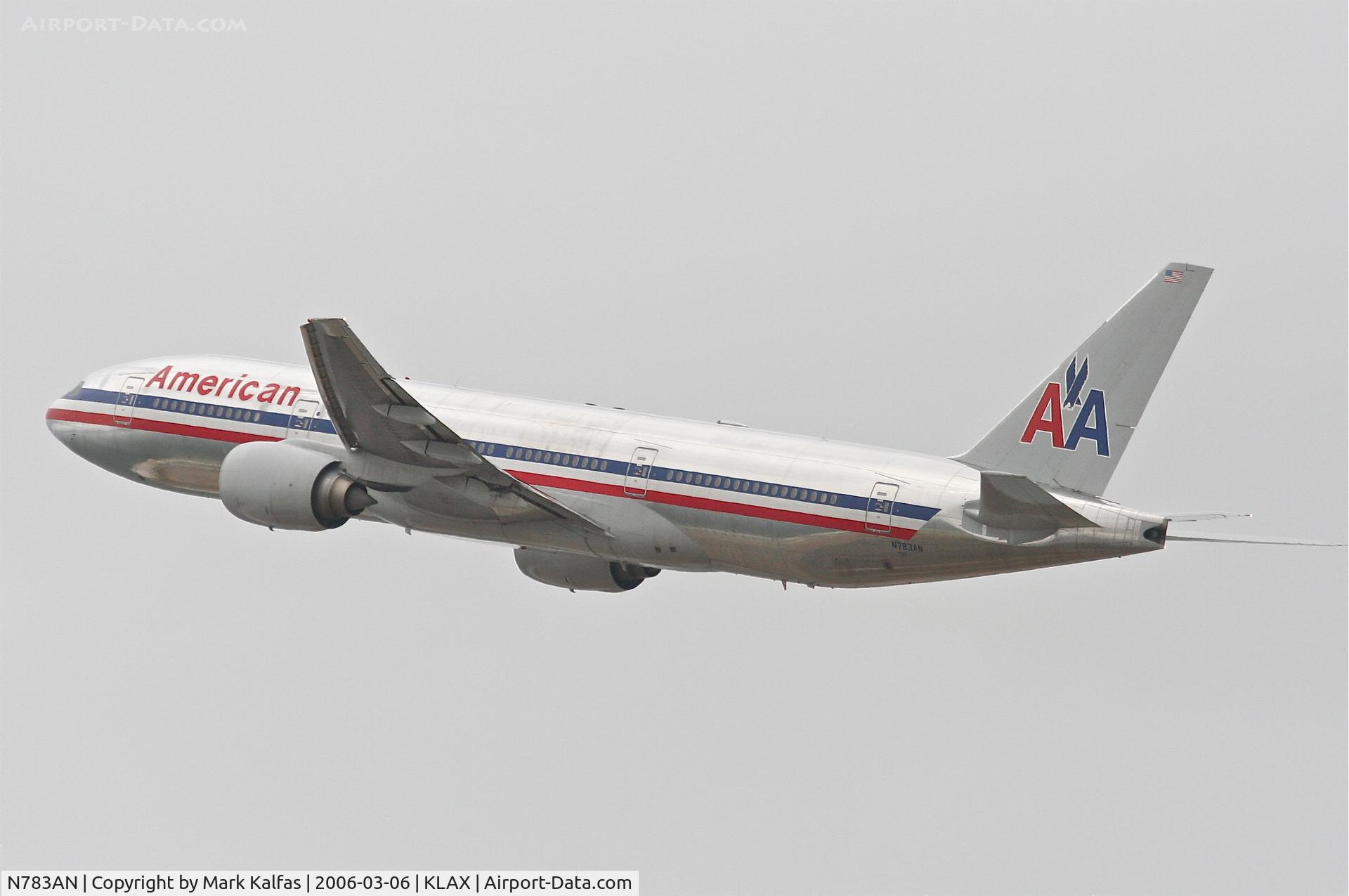 N783AN, 2000 Boeing 777-223 C/N 30004, American Airlines Boeing 777-223, 25R departure KLAX.