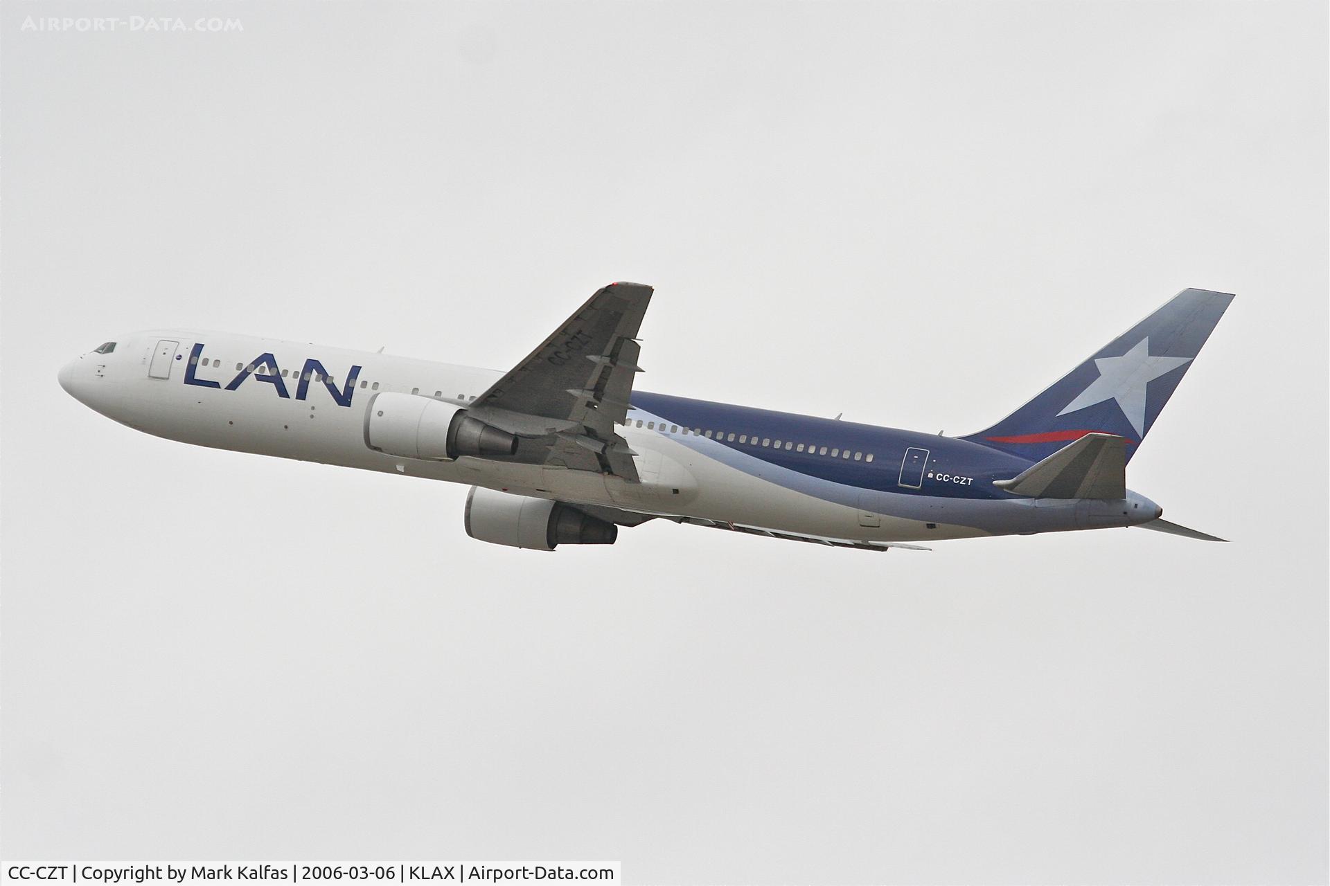 CC-CZT, 1998 Boeing 767-316/ER C/N 29228, LAN Airlines Boeing 767-316/ER  CC-CZT (cn 29228/699), 25R departure KLAX