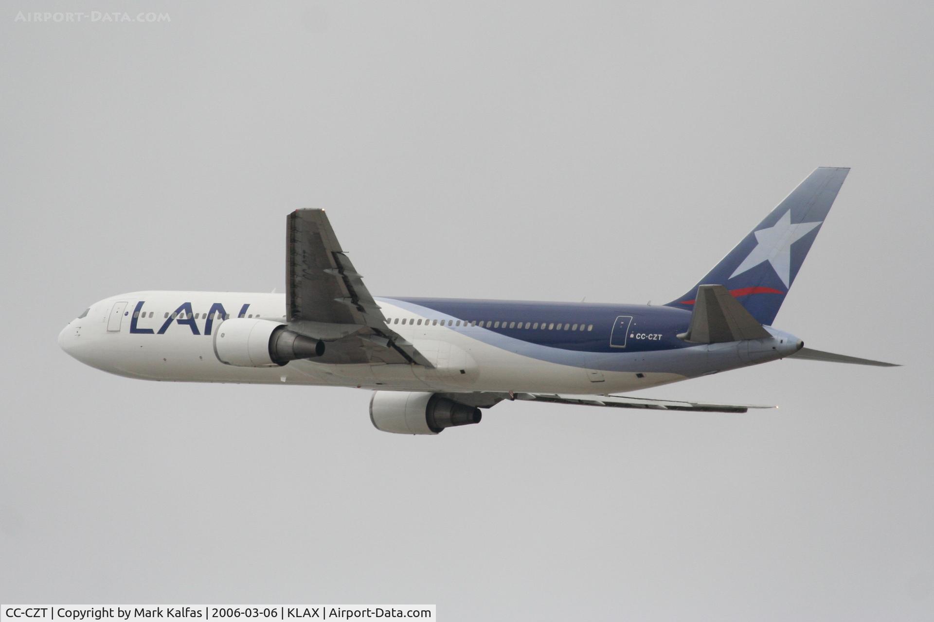 CC-CZT, 1998 Boeing 767-316/ER C/N 29228, LAN Airlines Boeing 767-316/ER  CC-CZT (cn 29228/699), 25R departure KLAX
