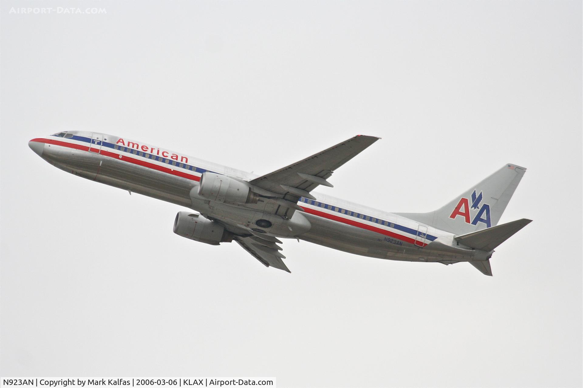 N923AN, 1999 Boeing 737-823 C/N 29524, American Airlines Boeing 737-823, 25R departure KLAX.