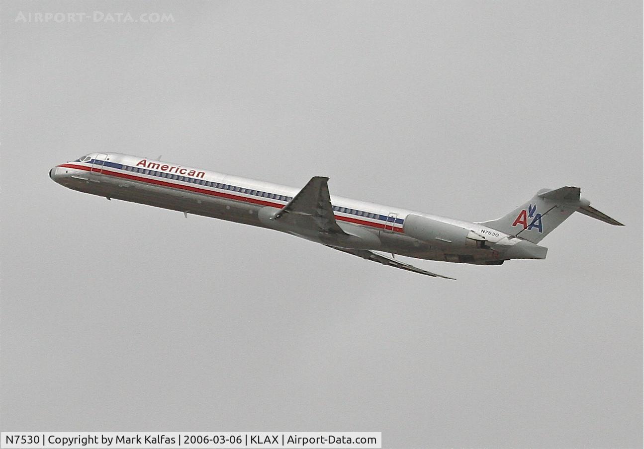 N7530, 1990 McDonnell Douglas MD-82 (DC-9-82) C/N 49922, American Airlines MD-82, 24L departure KLAX.
