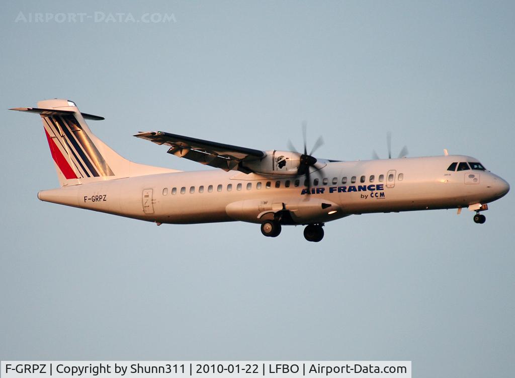 F-GRPZ, 2007 ATR 72-212A C/N 745, Landing rwy 14R now with Air France c/s