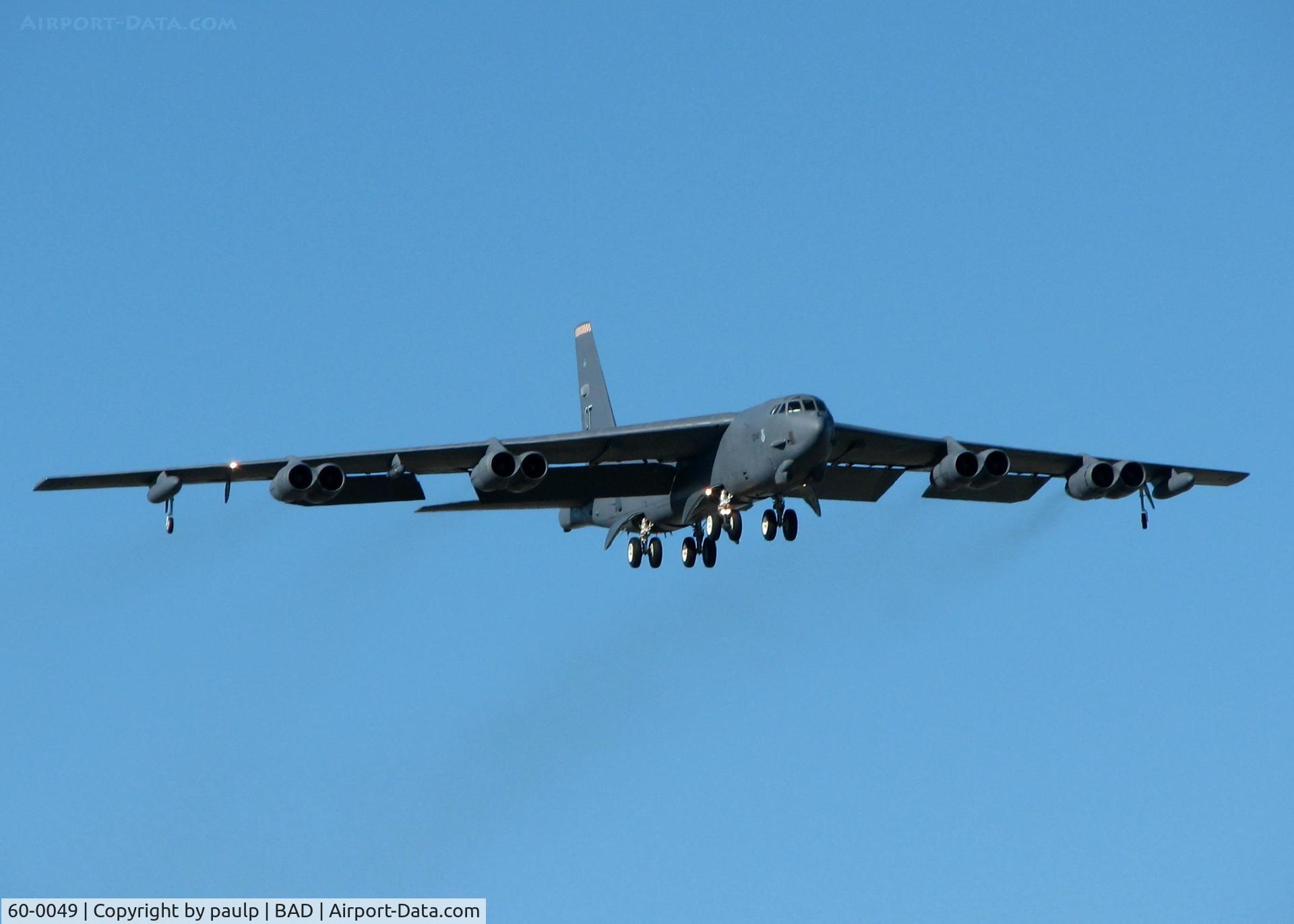 60-0049, 1960 Boeing B-52H Stratofortress C/N 464414, B-52H landing back at Barksdale Air Force Base.