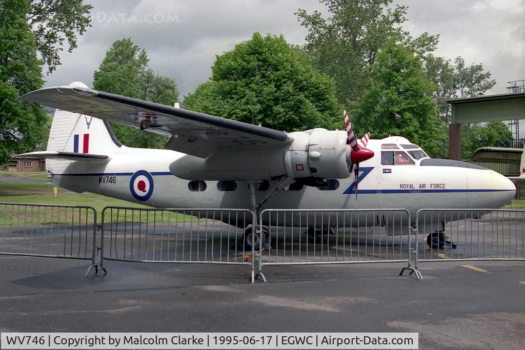 WV746, Hunting Percival P-66 Pembroke C1 C/N PAC/66/53, Hunting Percival P-66 Pembroke C1 at The Aerospace Museum, RAF Cosford in 1995.