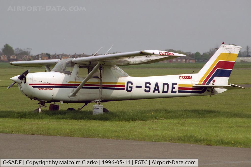 G-SADE, 1971 Reims Cessna F150L C/N 0752, Reims F150L at Cranfield in 1996 (now de-registered).