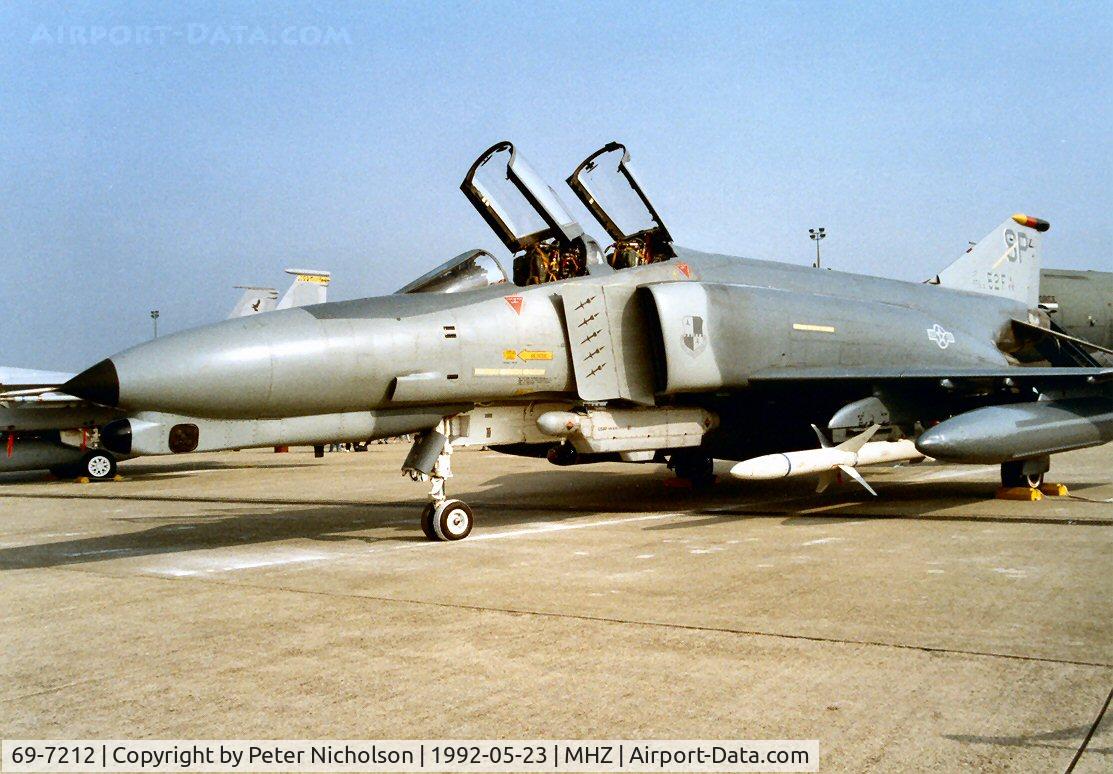 69-7212, 1969 McDonnell Douglas F-4G Phantom II C/N 3869, F-4G Phantom of 52nd Fighter Wing at Spangdahlem on display at the 1992 Mildenhall Air Fete.