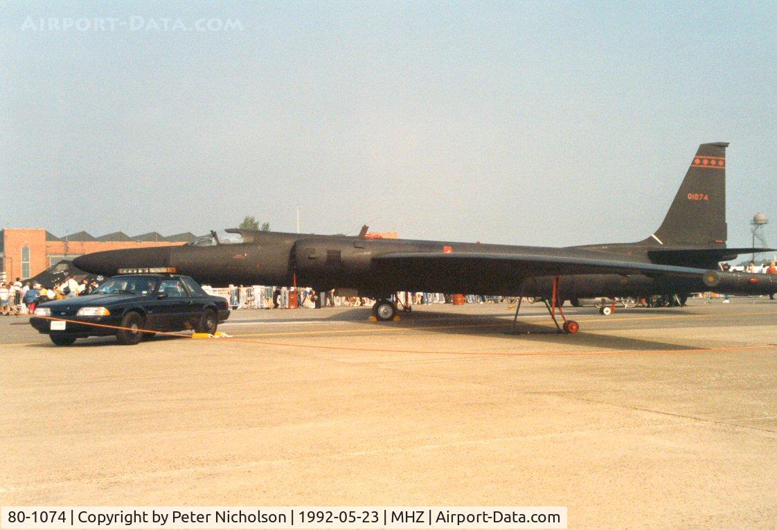 80-1074, 1980 Lockheed U-2R C/N 12-074, U-2R of the 9th Reconnaissance Wing at Beale AFB on display at the 1992 Mildenhall Air Fete.