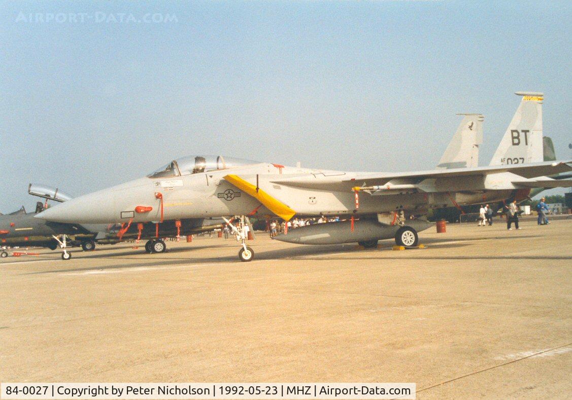 84-0027, 1984 McDonnell Douglas F-15C Eagle C/N 0938/C330, F-15C Eagle of the 36th Fighter Wing based at Bitburg on display at the 1992 Mildenhall Air Fete.