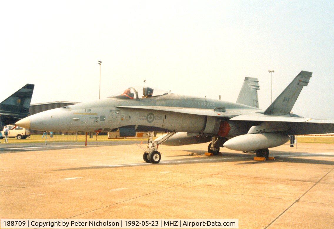 188709, McDonnell Douglas CF-188A Hornet C/N 0134/A101, CF-18A Hornet of 439 Squadron Canadian Armed Forces in the static park at the 1992 Mildenhall Air Fete.