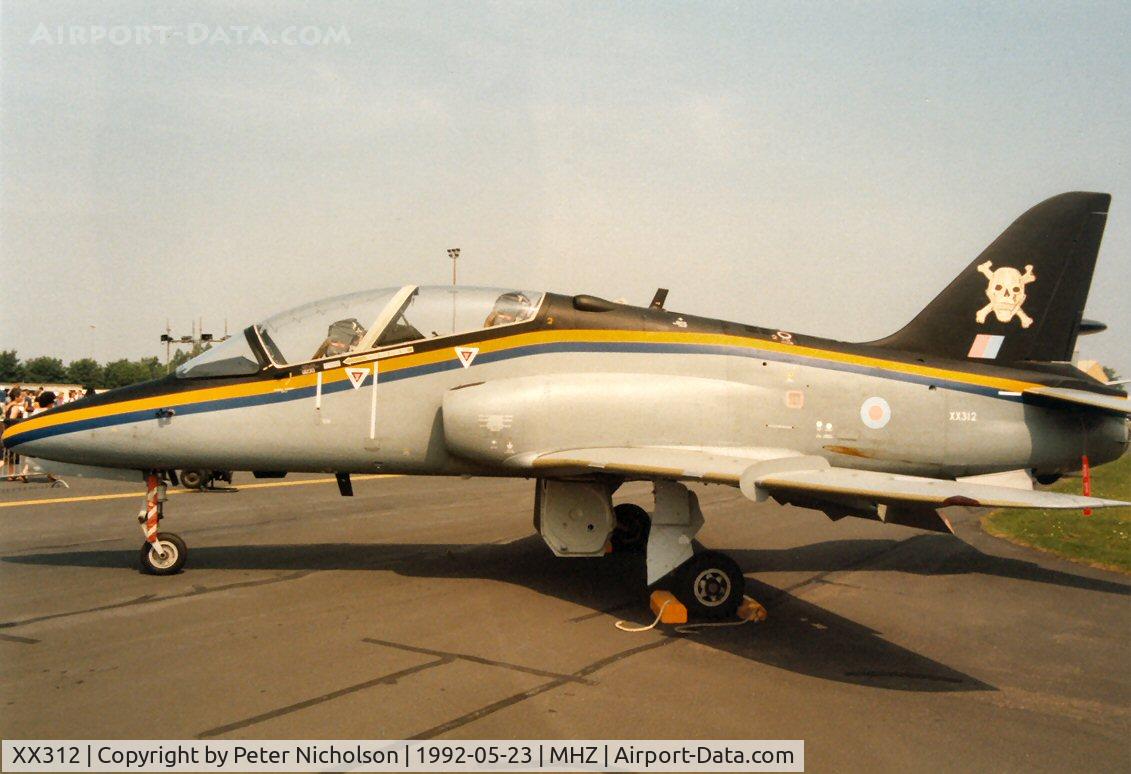 XX312, 1980 Hawker Siddeley Hawk T.1 C/N 148/312137, Hawk T.1 of 100 Squadron at RAF Leeming on display at the 1992 Mildenhall Air Fete.