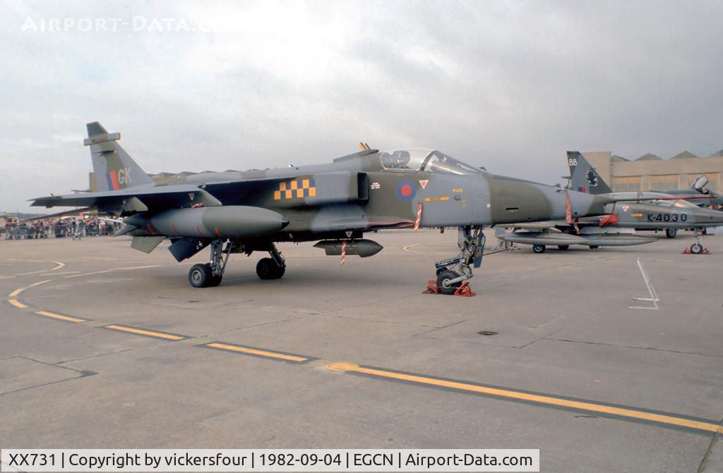 XX731, 1974 Sepecat Jaguar GR.1A C/N S.28, Royal Air Force Jaguar GR1 (c/n S28). Operated by 54 Squadron, coded 'GK'.