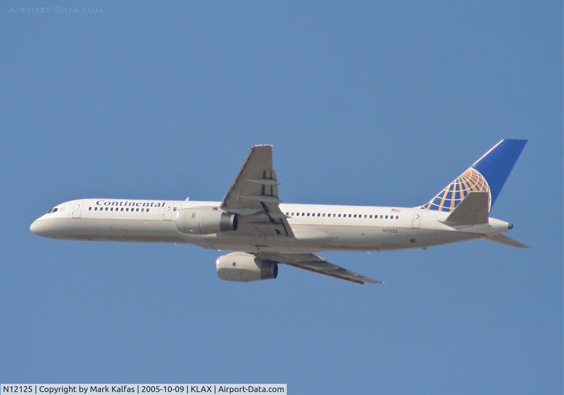 N12125, 1998 Boeing 757-224 C/N 28967, continental 757-224, 25R departure KLAX.