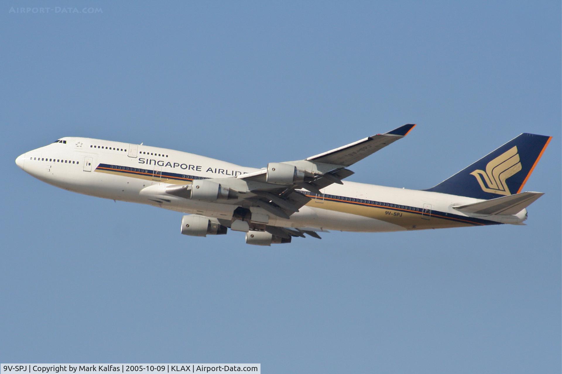 9V-SPJ, 1996 Boeing 747-412 C/N 26556, Singapore Boeing 747-412,  25L departure KLAX.