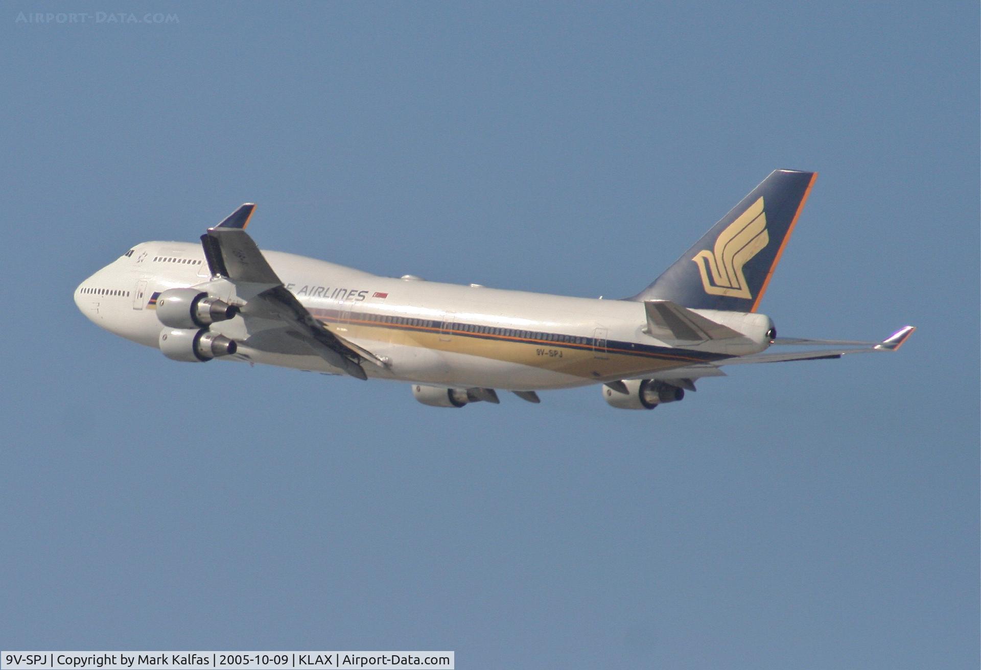 9V-SPJ, 1996 Boeing 747-412 C/N 26556, Singapore Boeing 747-412,  25L departure KLAX.