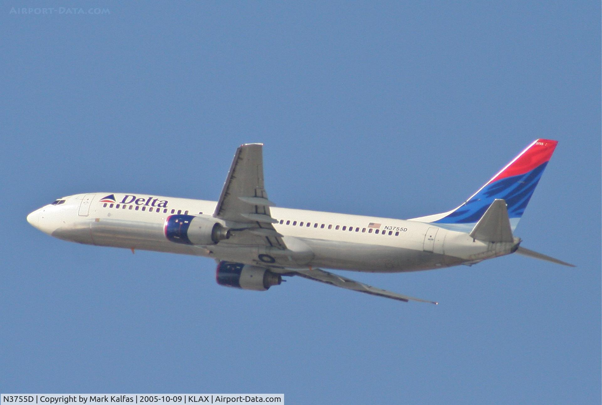 N3755D, 2001 Boeing 737-832 C/N 29627, Delta Airlines Boeing 737-832, 25R departure KLAX.