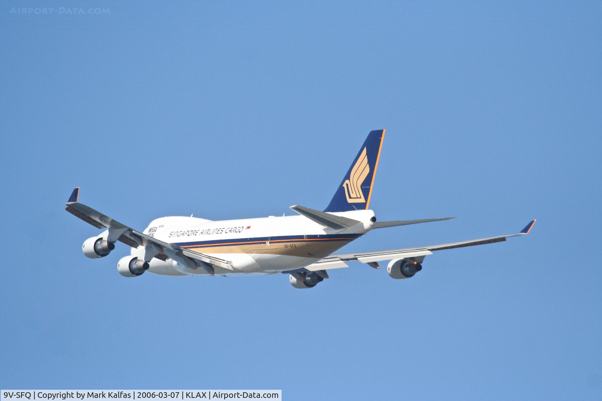 9V-SFQ, 2006 Boeing 747-412F(SCD) C/N 32901, Singapore Boeing 747-412F,  25L departure KLAX.