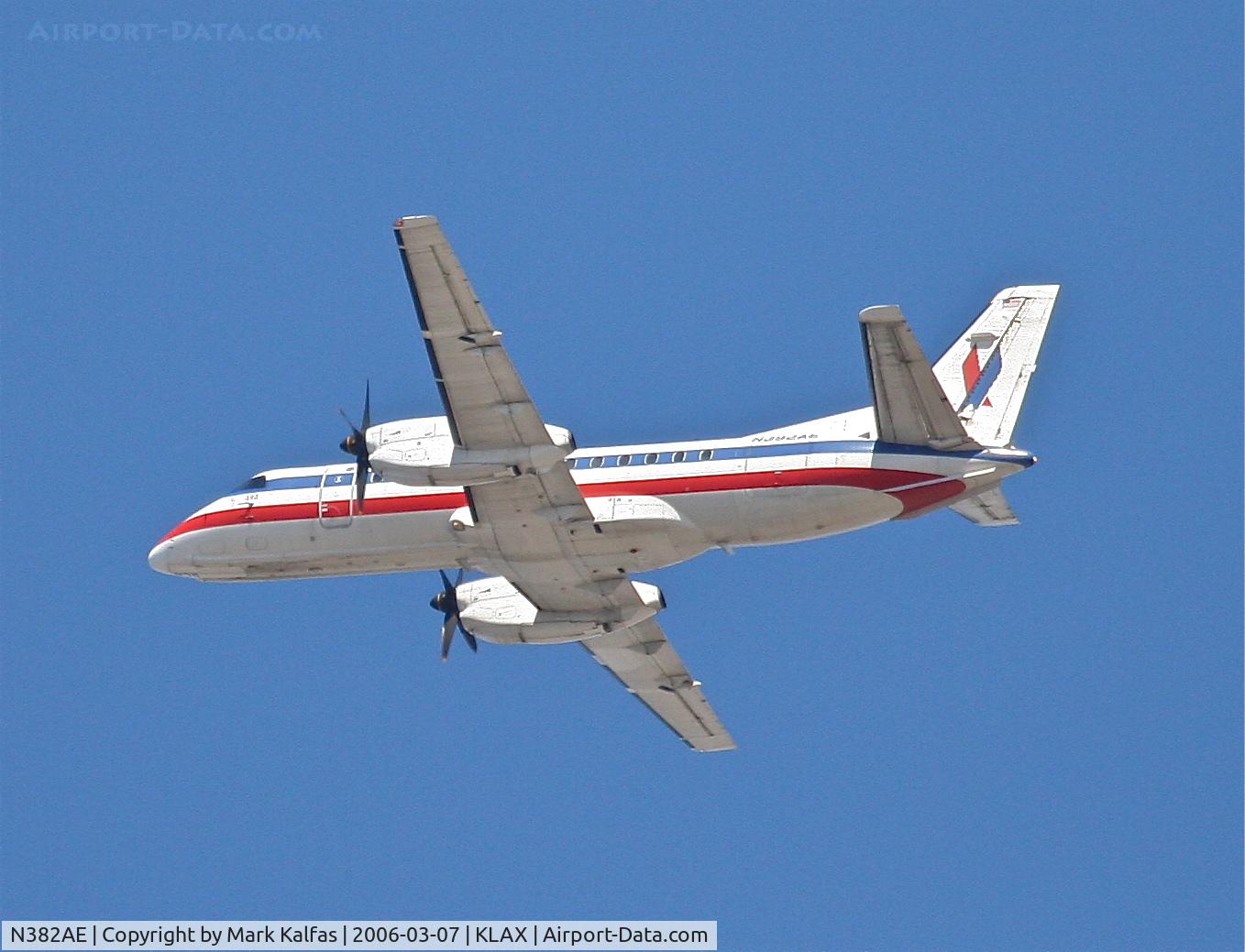 N382AE, Saab 340B C/N 340B-382, American Eagle SAAB 340B, 25R departure KLAX.
