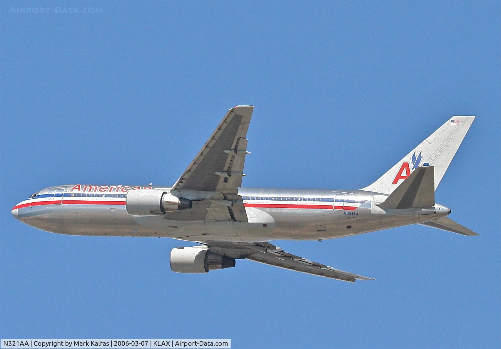 N321AA, 1986 Boeing 767-223 C/N 22322, American Airlines Boeing 767-223, 25R departure KLAX.