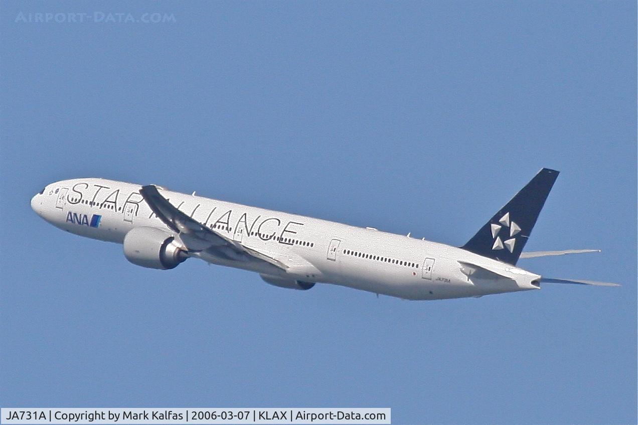 JA731A, 2004 Boeing 777-381/ER C/N 28281, ANA Boeing 777-381 (ER), 24L departure KLAX.