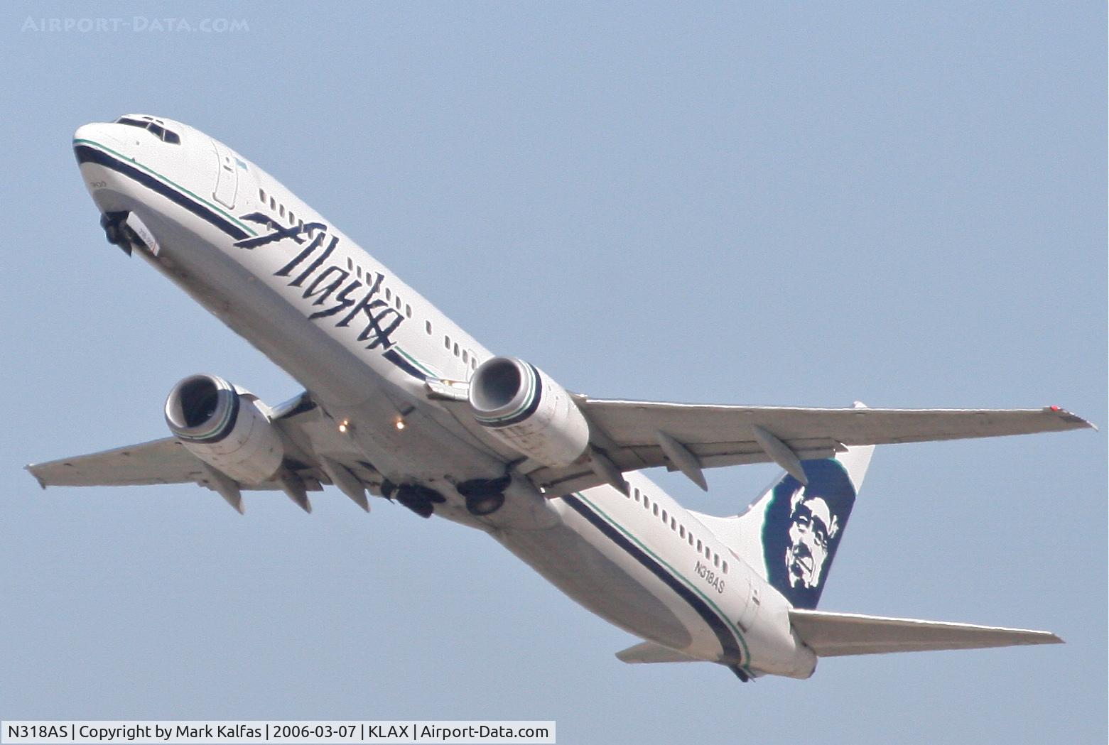 N318AS, 2003 Boeing 737-990 C/N 30018, Alaska Airlines Boeing 737-990, 25R departure KLAX.