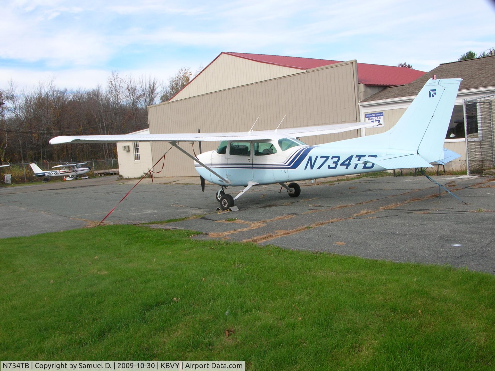 N734TB, 1977 Cessna 172N C/N 17269091, Cessna 172N on East Side of Beverly Municipal.