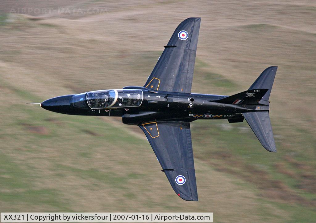 XX321, 1980 Hawker Siddeley Hawk T.1A C/N 164/312146, Royal Air Force. Operated by 100 Squadron, coded 'CE'. M6 Pass, Cumbria.