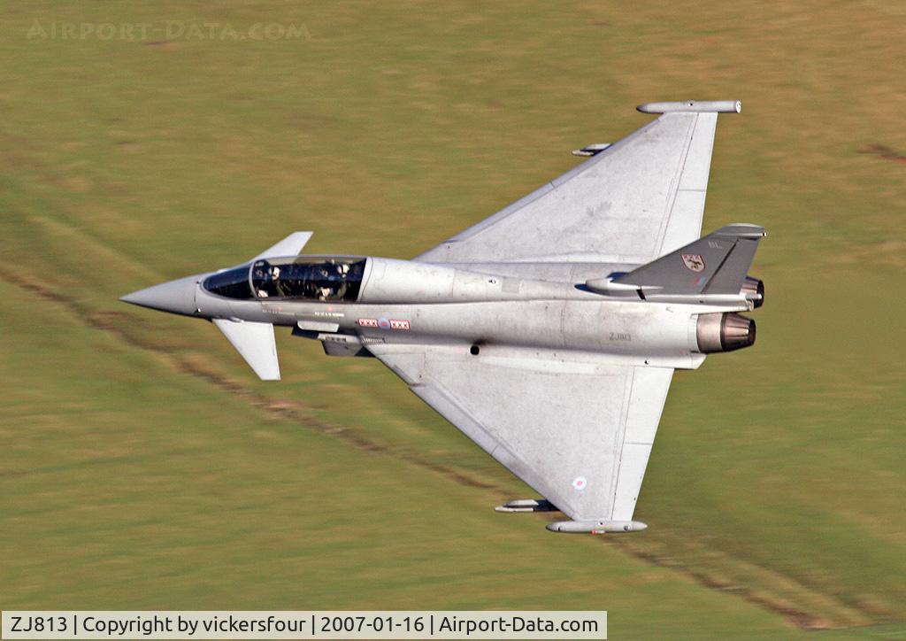 ZJ813, 2005 Eurofighter EF-2000 Typhoon T1 C/N 0091/BT014, Royal Air Force Typhoon T1 (c/n BT014). Operated by 29 (R) Squadron, coded 'BL'. M6 Pass, Cumbria.