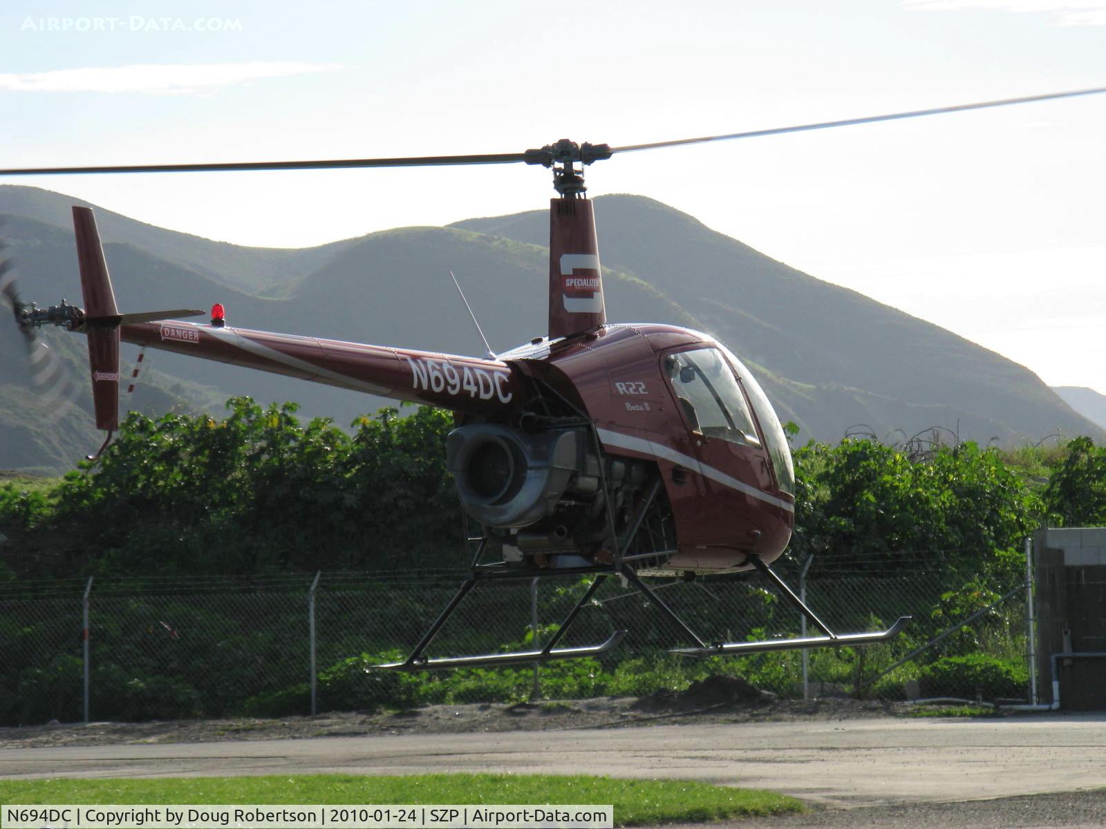 N694DC, 2004 Robinson R22 Beta C/N 3573, 2004 Robinson R22  BETA II, Lycoming O-360 derated to 131 Hp, hover to landing
