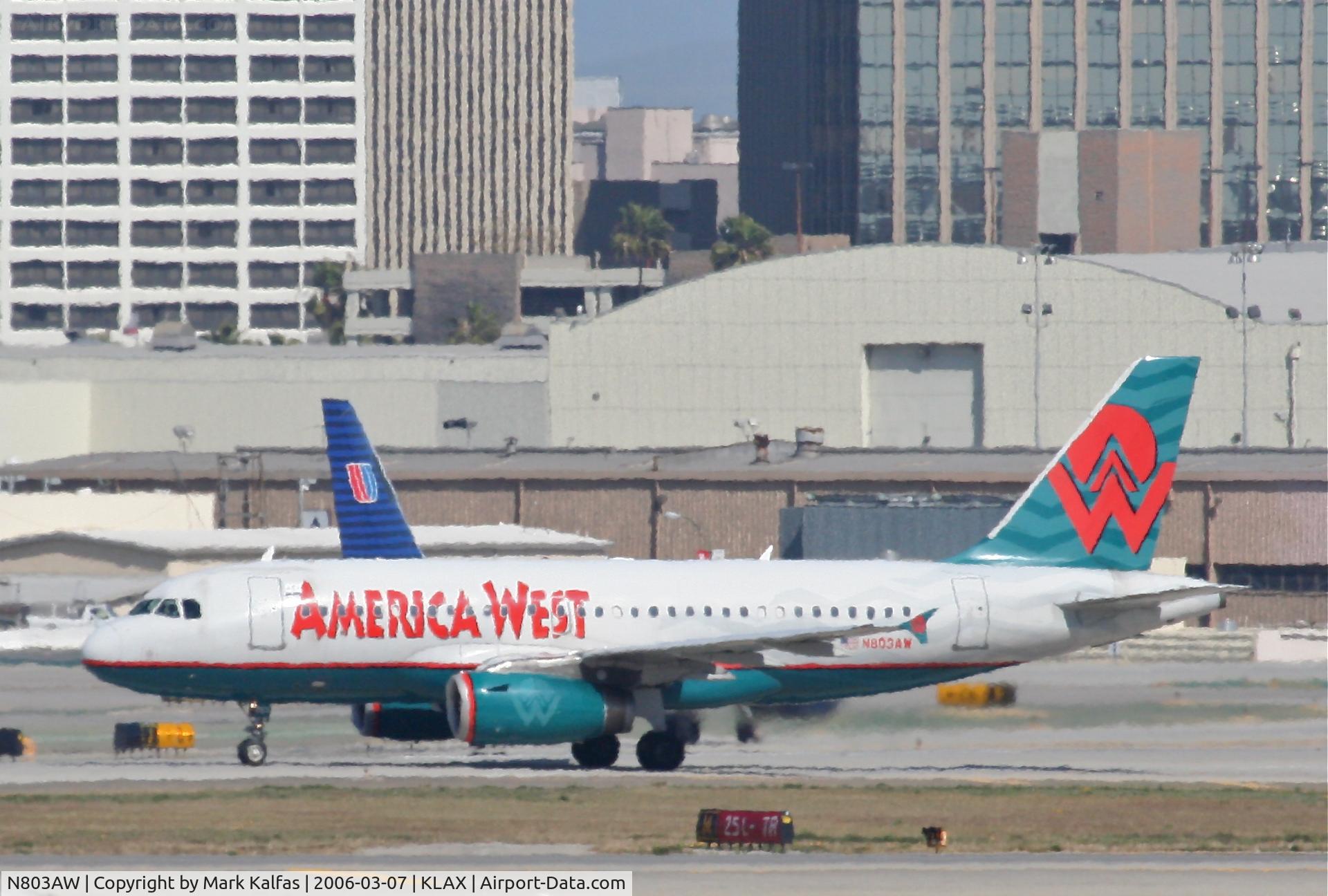 N803AW, 1998 Airbus A319-132 C/N 0931, America West  A319-132, arriving 25L KLAX.