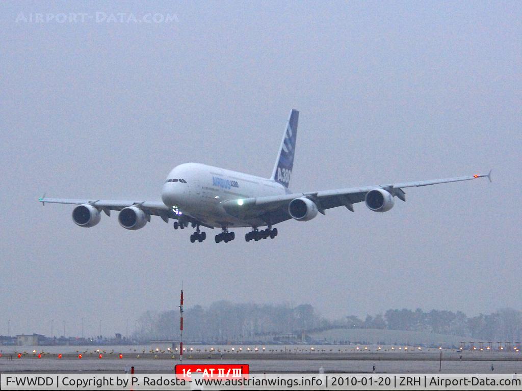 F-WWDD, 2005 Airbus A380-861 C/N 004, Welcome A 380 - first landing of an Airbus A 380 at Zurich Kloten