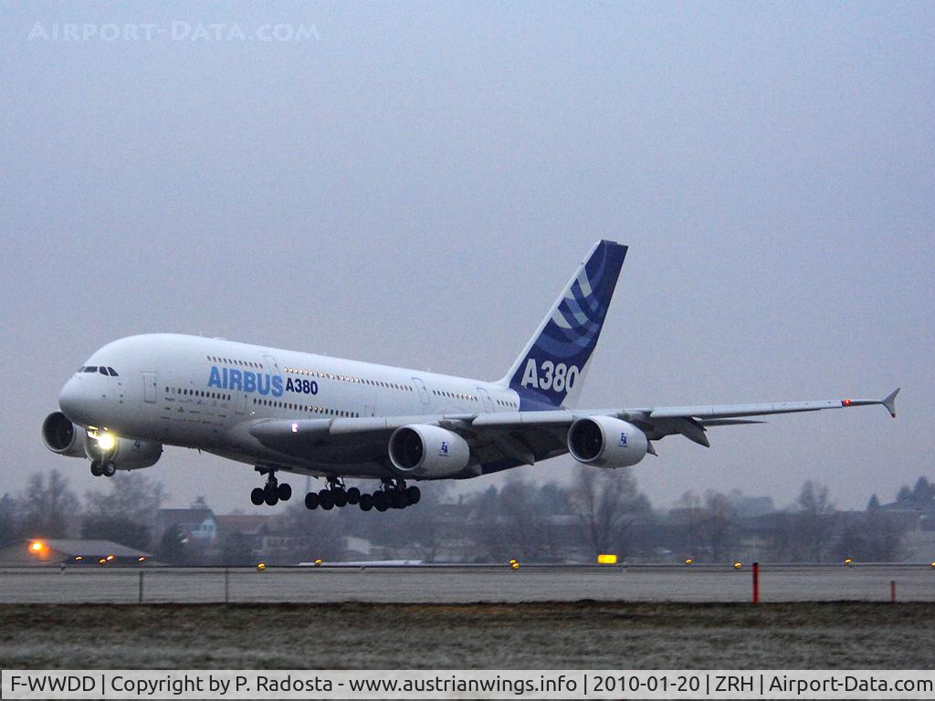 F-WWDD, 2005 Airbus A380-861 C/N 004, Welcome A 380 - first landing of an Airbus A 380 at Zurich Kloten