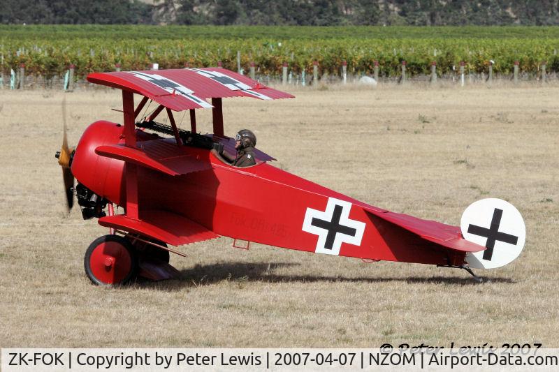ZK-FOK, Fokker Triplane Replica Scout C/N AACA/266/2, Omaka Collection, Wellington