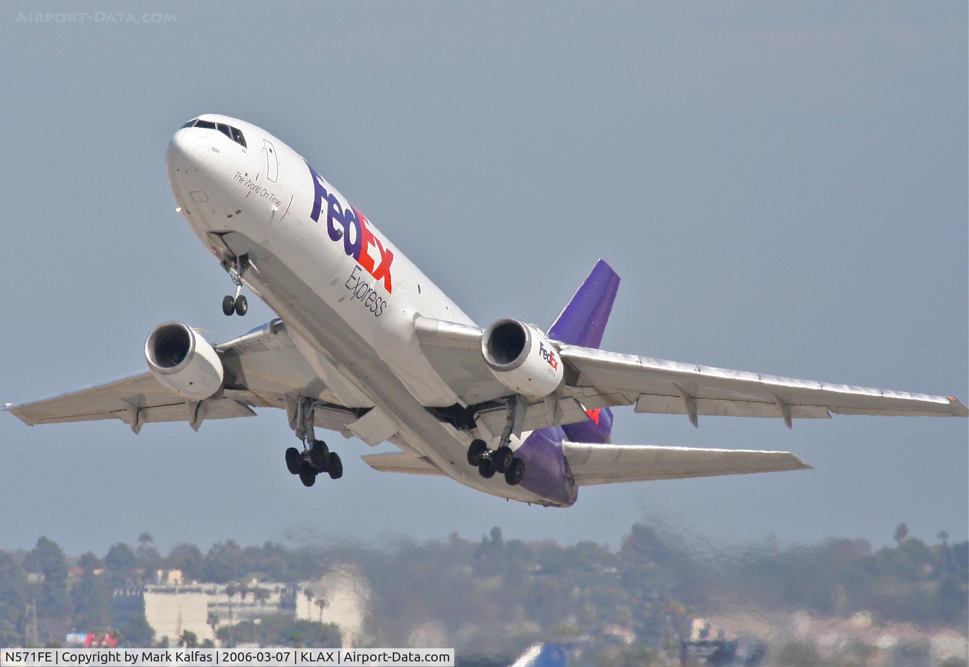 N571FE, 1980 McDonnell Douglas MD-10-10F C/N 47830, FedEX MD-10-10, 25L departure KLAX.