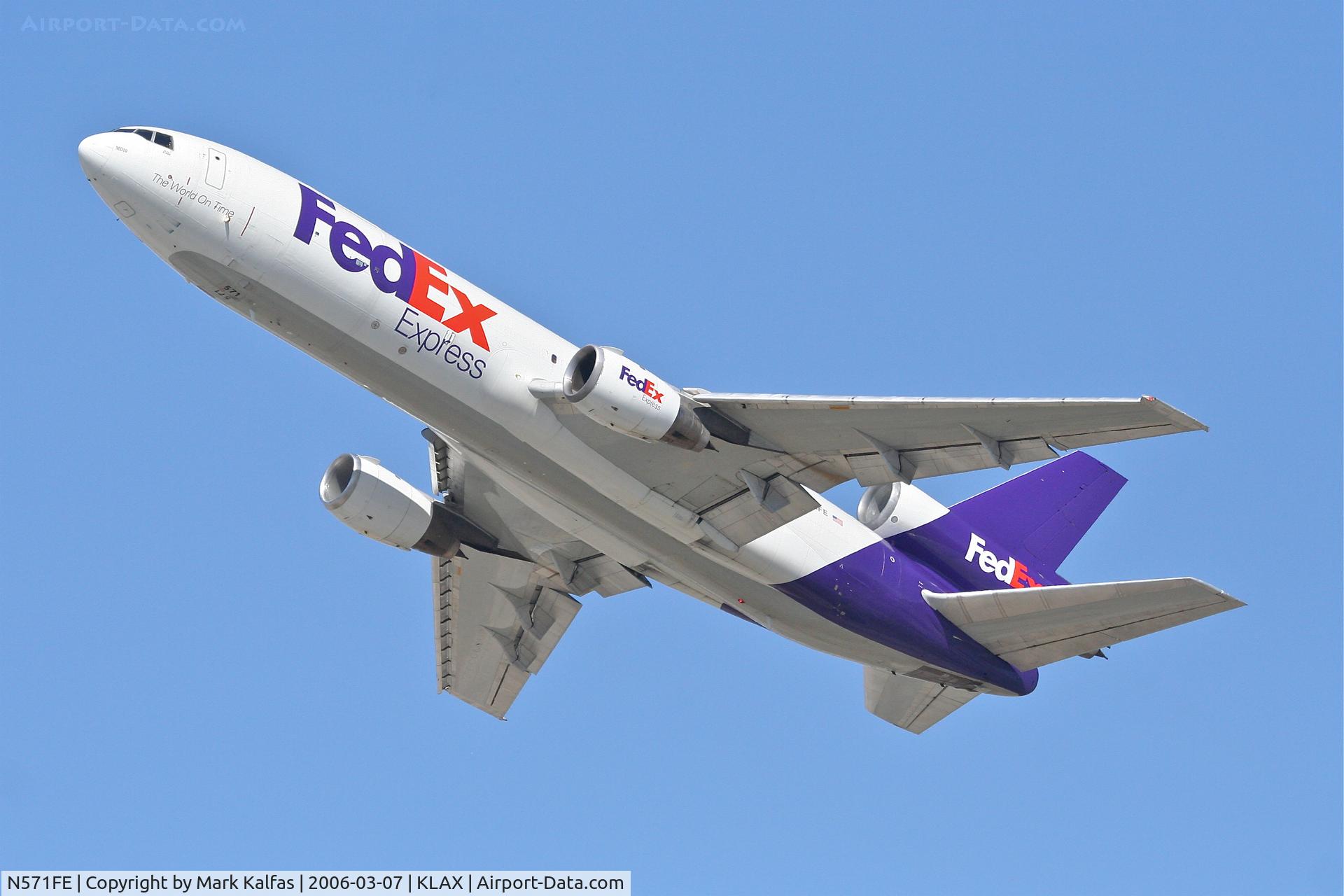 N571FE, 1980 McDonnell Douglas MD-10-10F C/N 47830, FedEX MD-10-10, 25L departure KLAX.