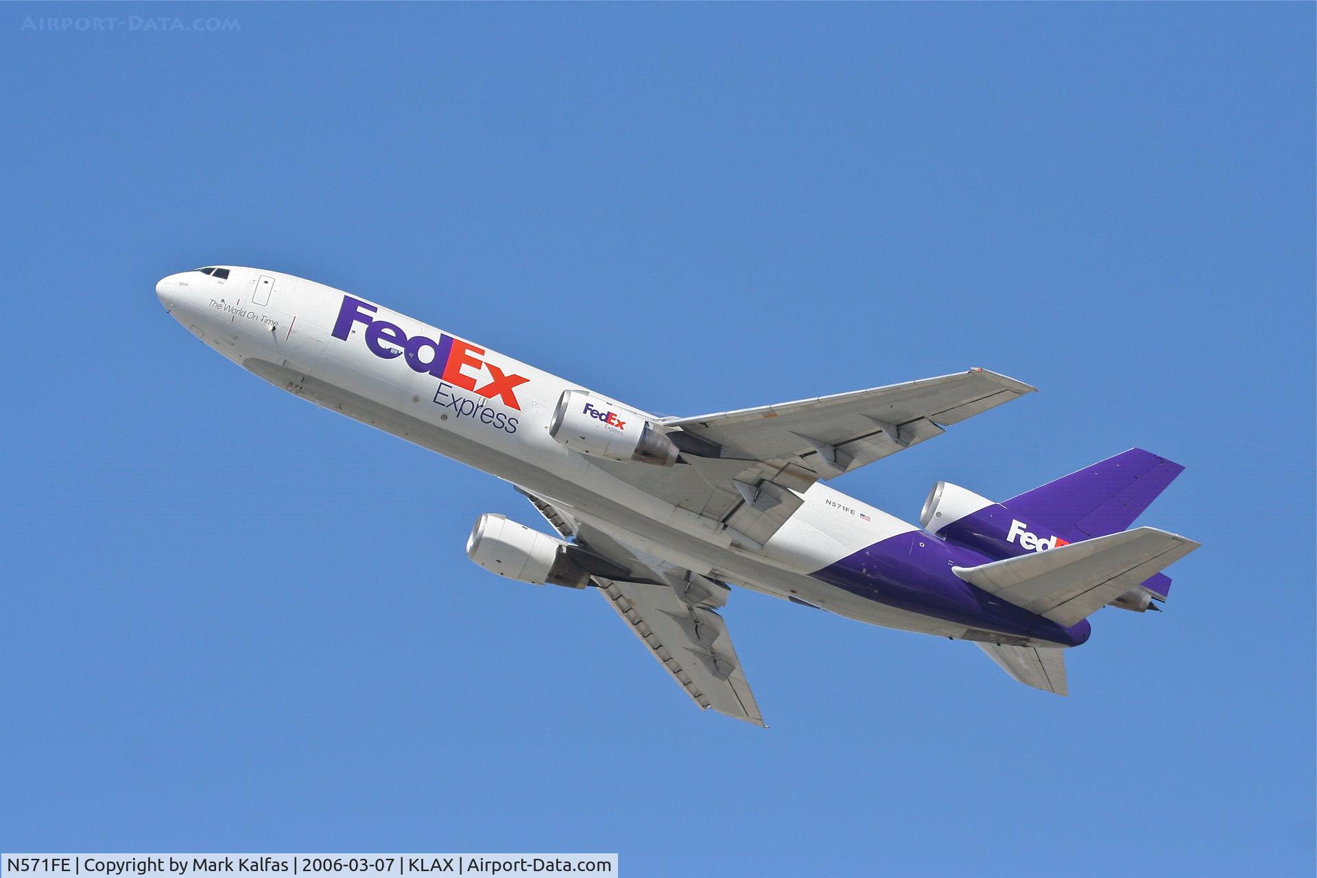 N571FE, 1980 McDonnell Douglas MD-10-10F C/N 47830, FedEX MD-10-10, 25L departure KLAX.