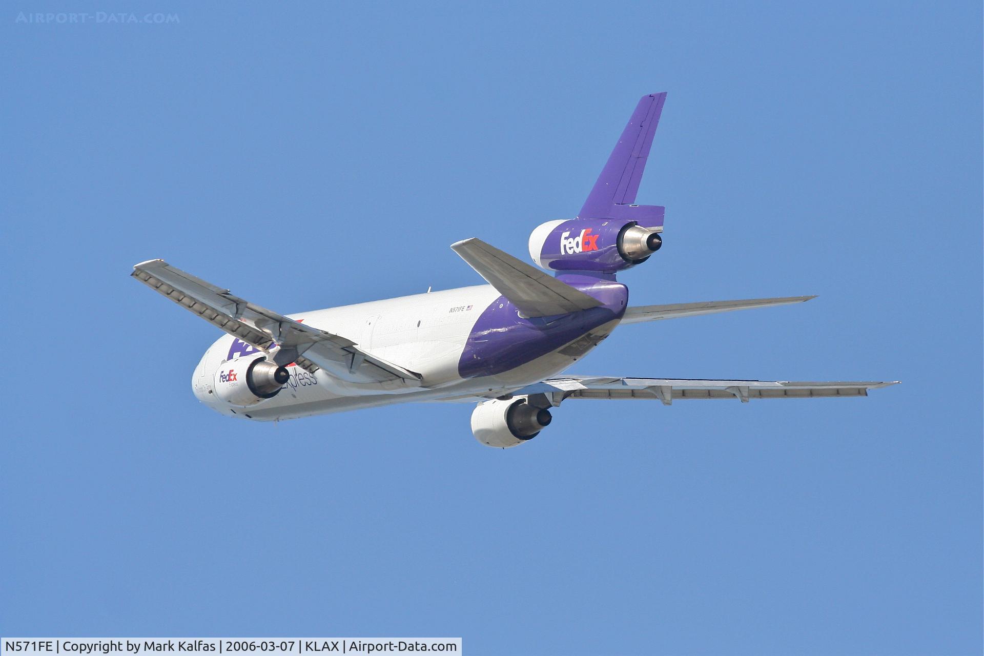 N571FE, 1980 McDonnell Douglas MD-10-10F C/N 47830, FedEX MD-10-10, 25L departure KLAX.