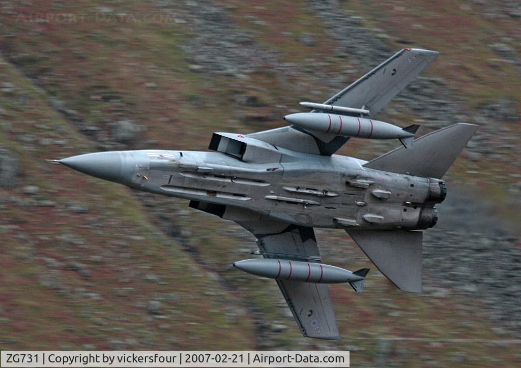 ZG731, 1990 Panavia Tornado F.3 C/N 841/AS126/3408, Royal Air Force. Operated by 41 (R) Squadron. Dunmail Raise, Cumbria.