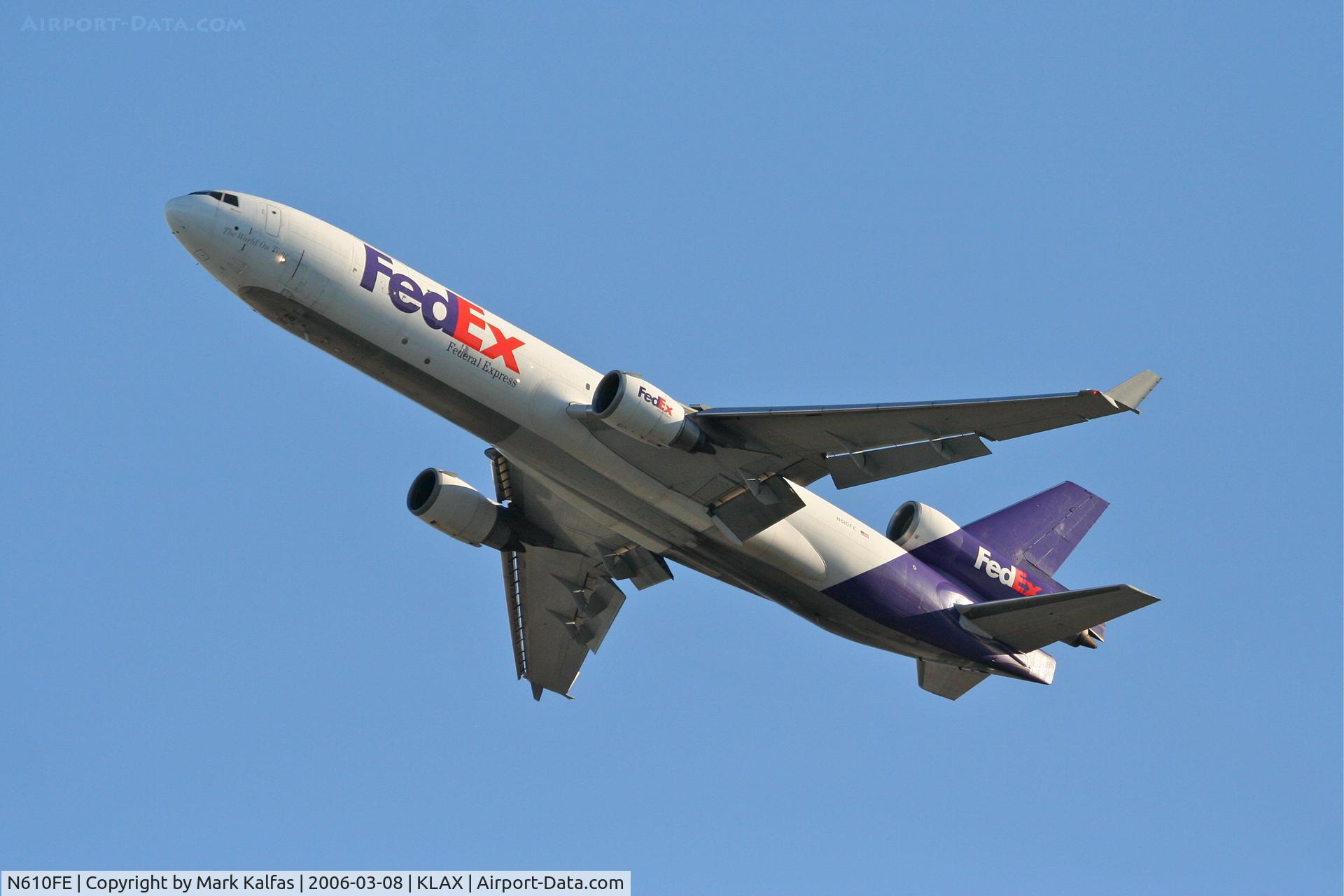 N610FE, 1993 McDonnell Douglas MD-11F C/N 48603, FedEX MD-11F, 25L departure KLAX.