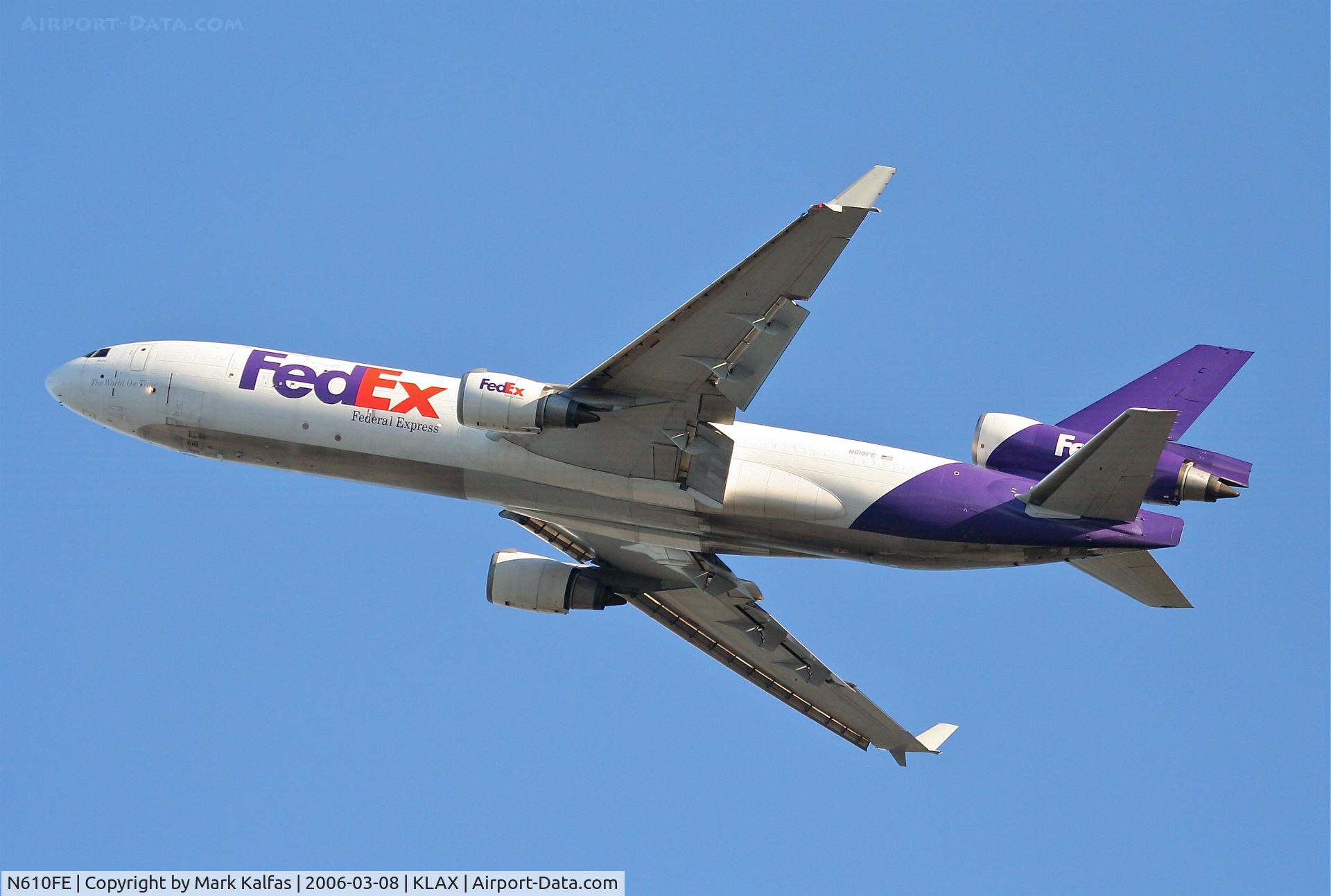 N610FE, 1993 McDonnell Douglas MD-11F C/N 48603, FedEX MD-11F, 25L departure KLAX.