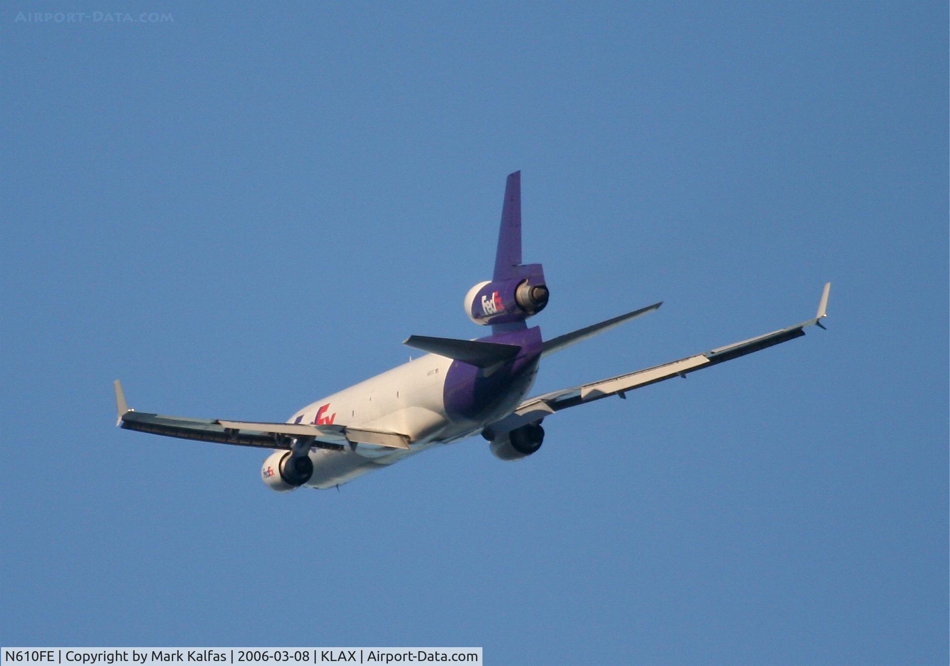 N610FE, 1993 McDonnell Douglas MD-11F C/N 48603, FedEX MD-11F, 25L departure KLAX.