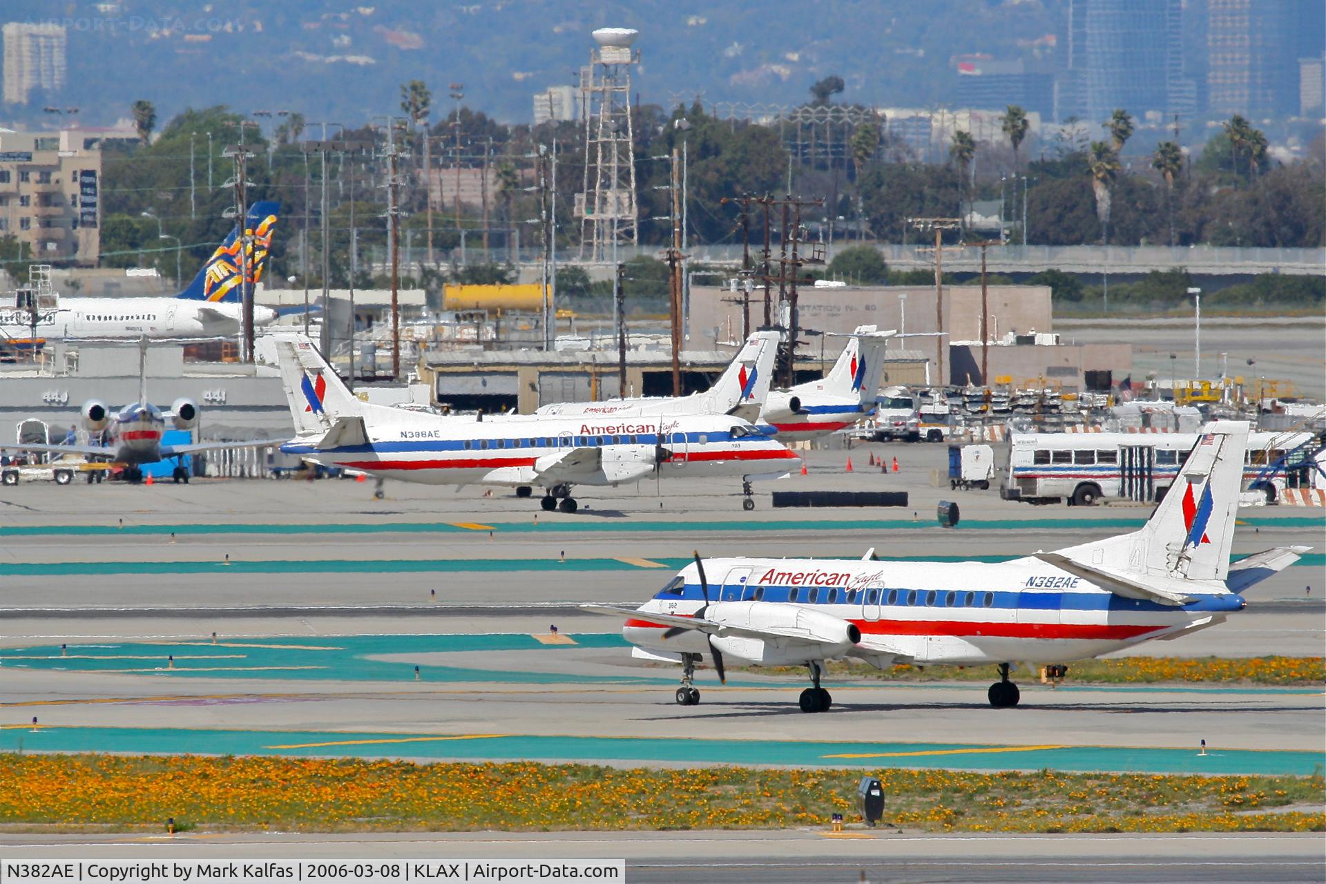 N382AE, Saab 340B C/N 340B-382, American Eagle SAAB 340B, off of 25L at H-9 KLAX.