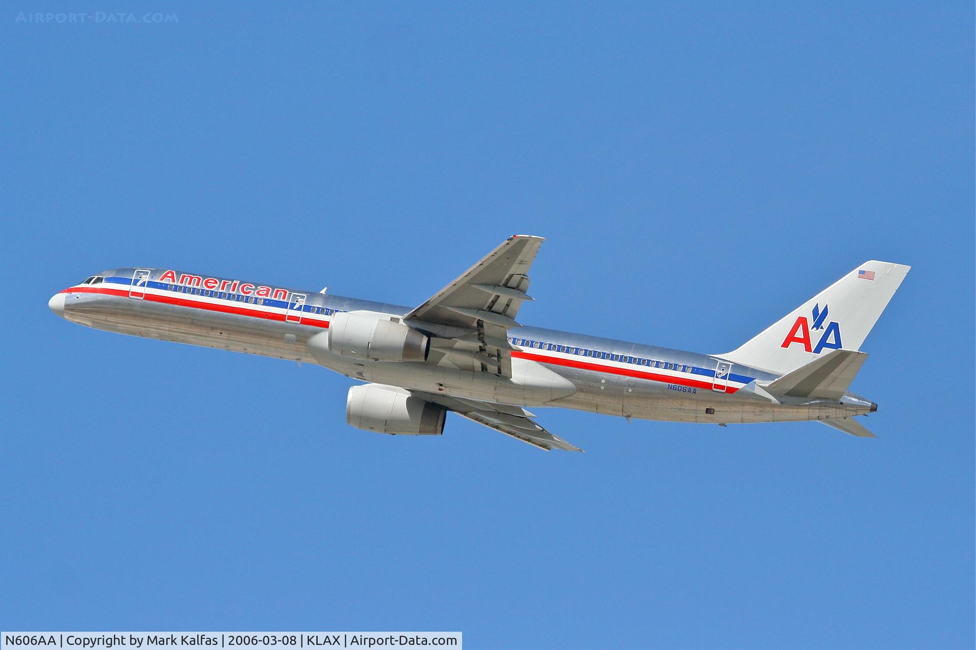 N606AA, 1996 Boeing 757-223 C/N 27057, American Airlines Boeing 757-223, 25R departure KLAX.