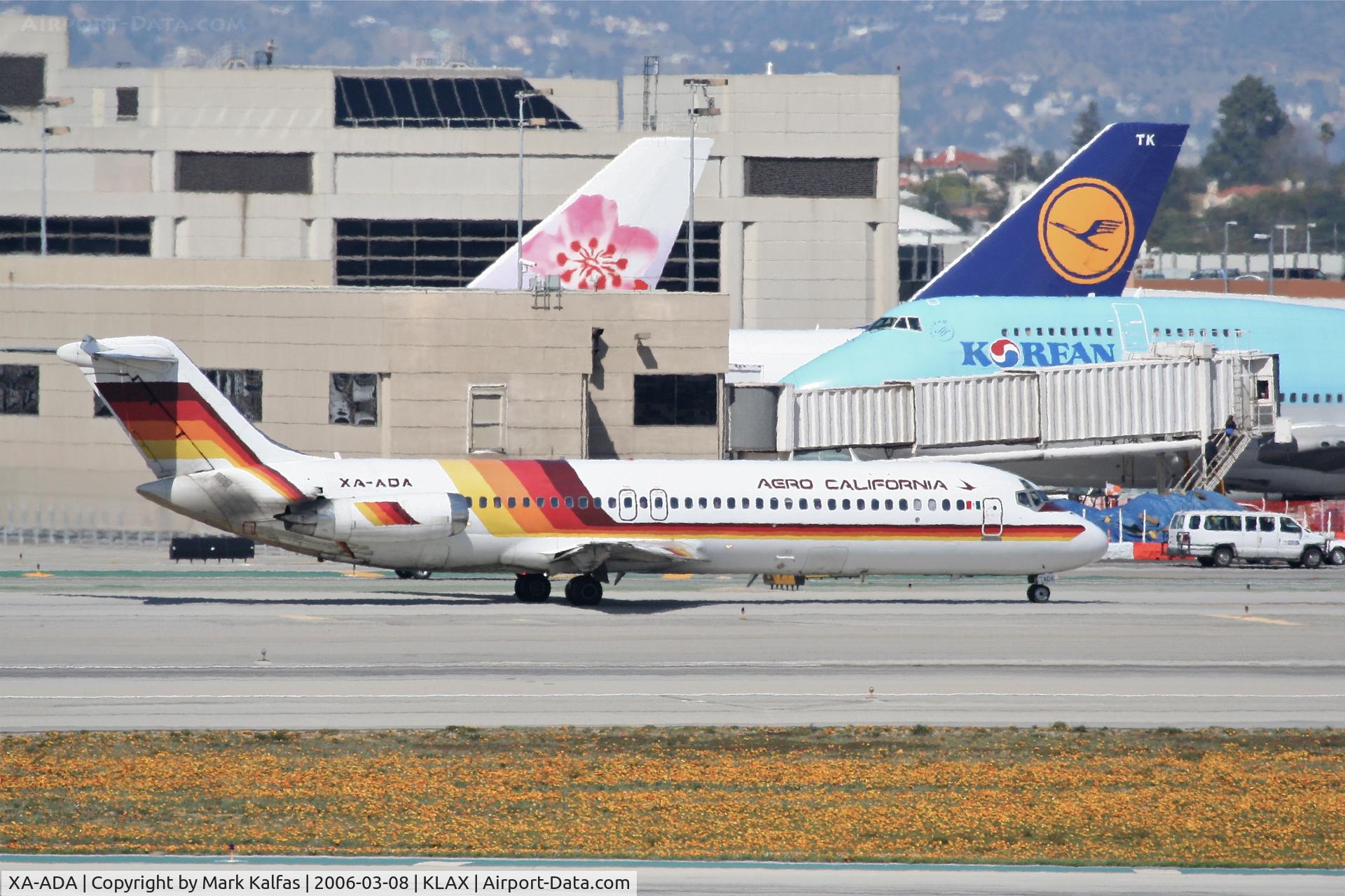XA-ADA, 1979 McDonnell Douglas DC-9-32 C/N 48112, Aero California McDonnell Douglas DC-9-32 (cn 48112/926) taxiway Bravo KLAX.