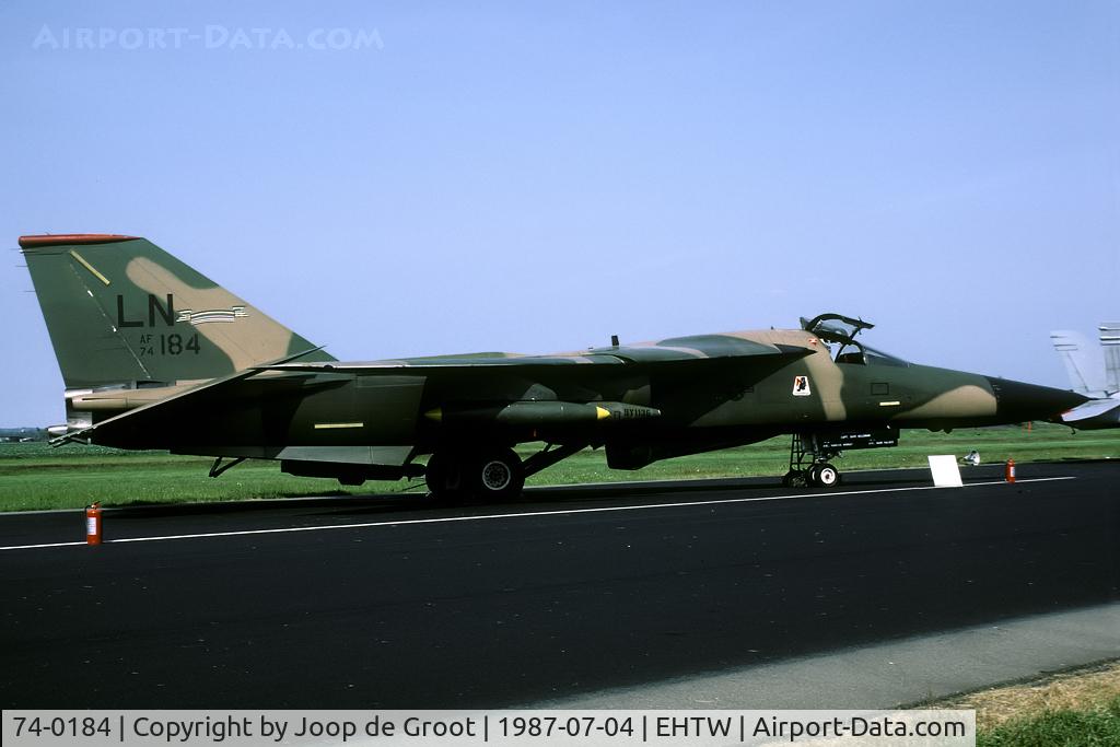 74-0184, 1974 General Dynamics F-111F Aardvark C/N E2-102, Lakenheath F-111 on the static of the Twenthe open house.
