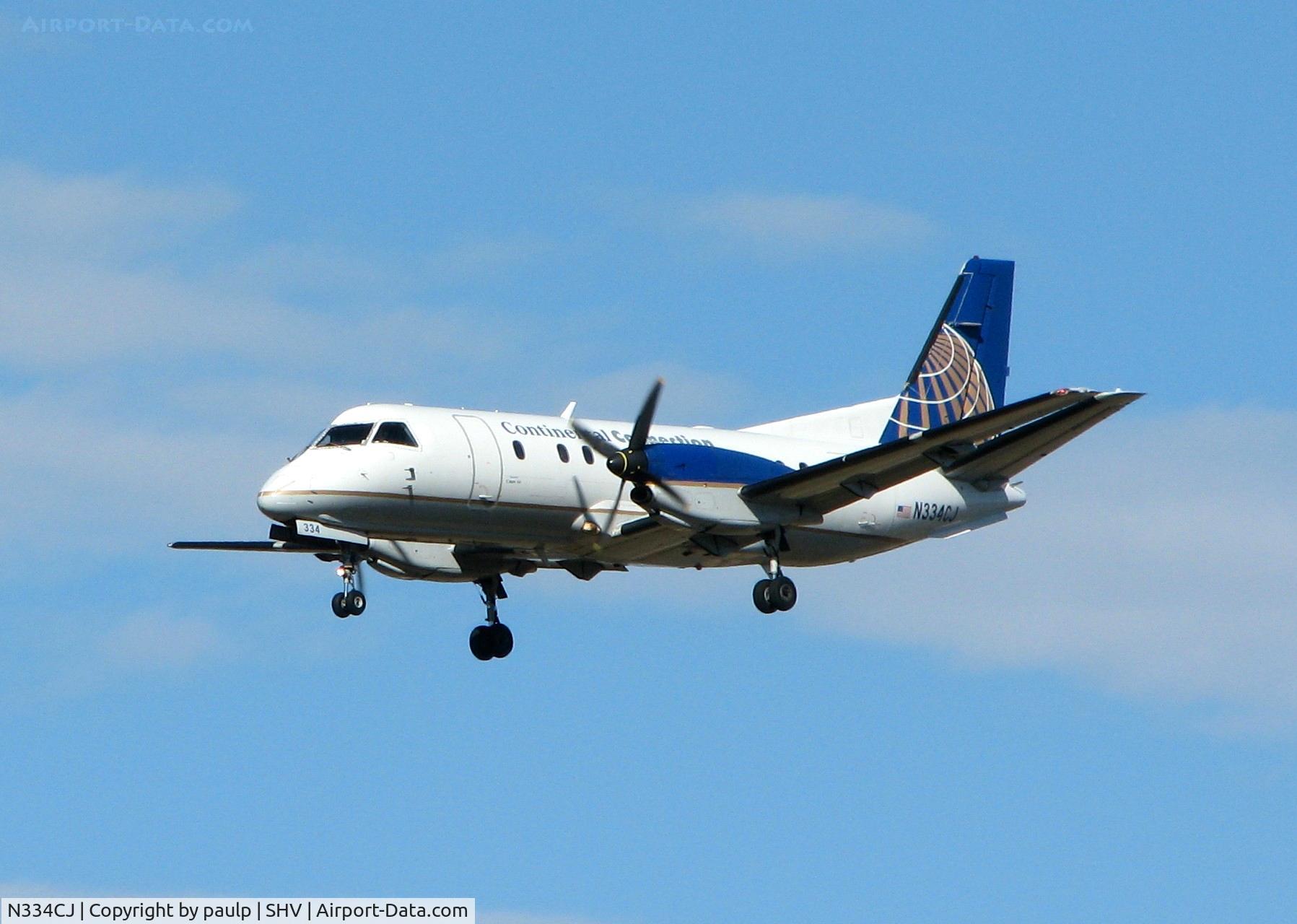 N334CJ, Saab 340B C/N 340B-334, Landing on 23 at Shreveport Regional.