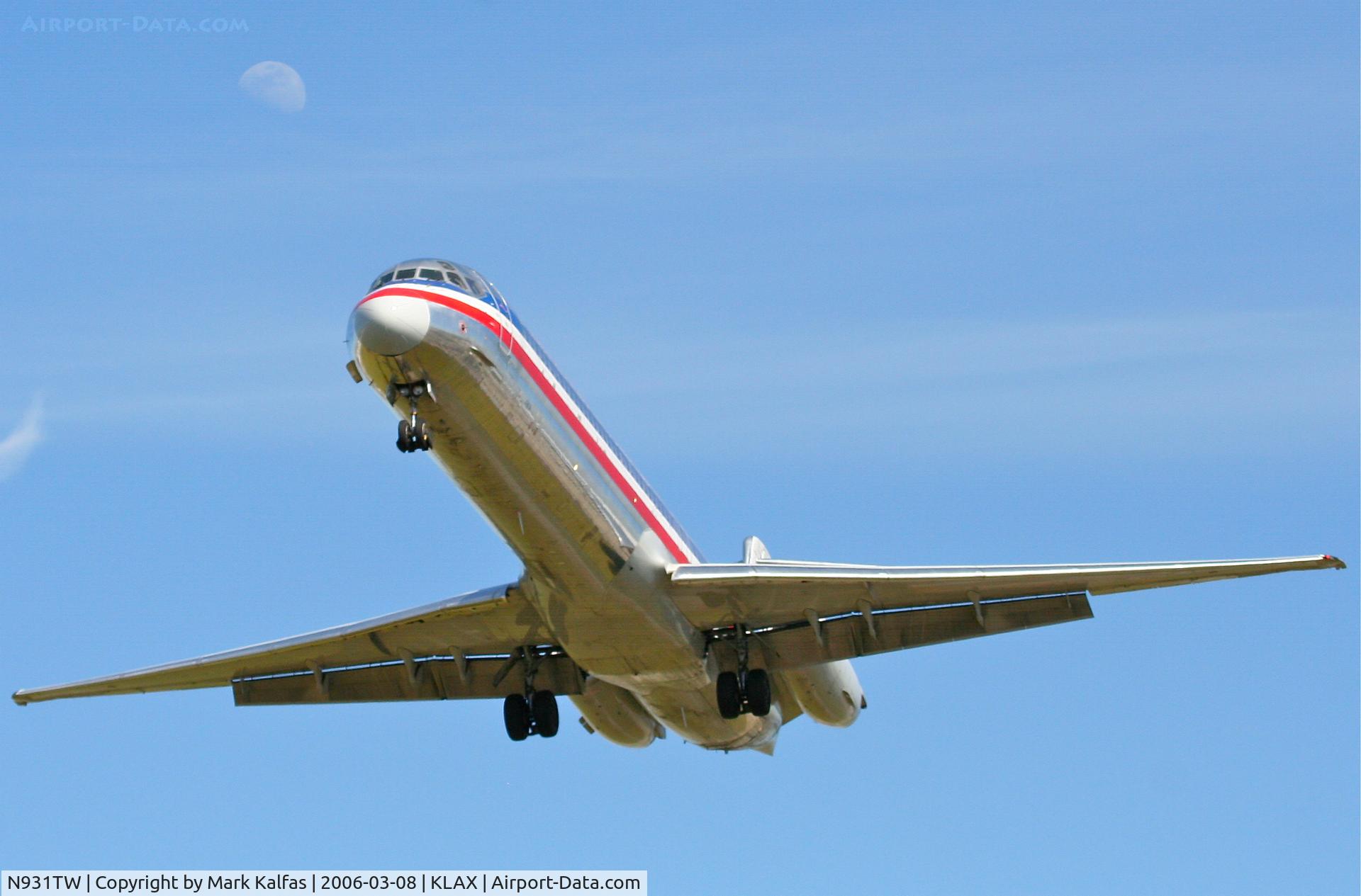 N931TW, 1987 McDonnell Douglas MD-83 (DC-9-83) C/N 49527, American Airlines Mcdonnell Douglas DC-9-83(MD-83), short final 25R KLAX.